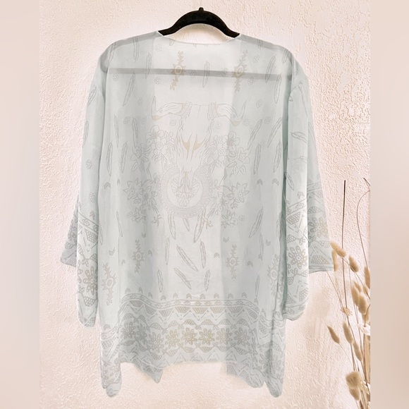 Dreamy Boho Kimono in Dusty Turquoise - Picture 4 of 7